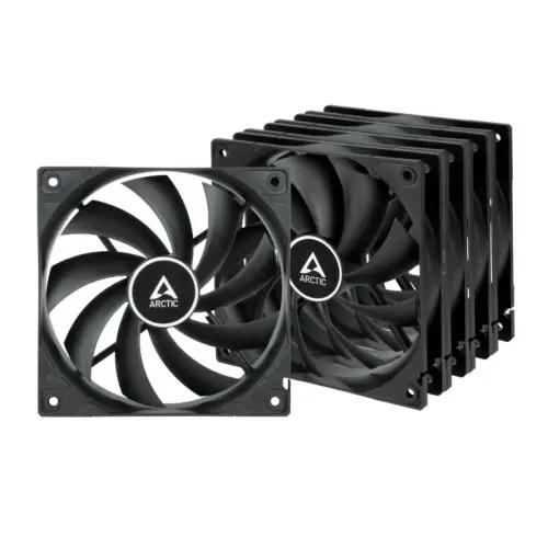 Arctic F12 Low Noise 12cm Case Fans x5, Black & White, 9 Blades, Fluid Dynamic, Value Pack (5 Fans) - X-Case UK T/A ROG