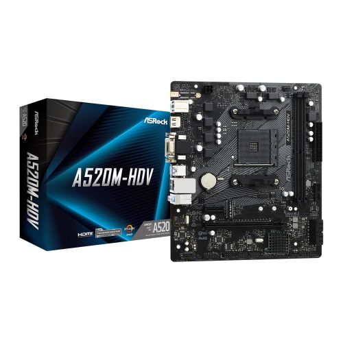 Asrock A520M-HDV, AMD A520, AM4, Micro ATX, 2 DDR4, VGA, DVI, HDMI, M.2 - X-Case UK T/A ROG