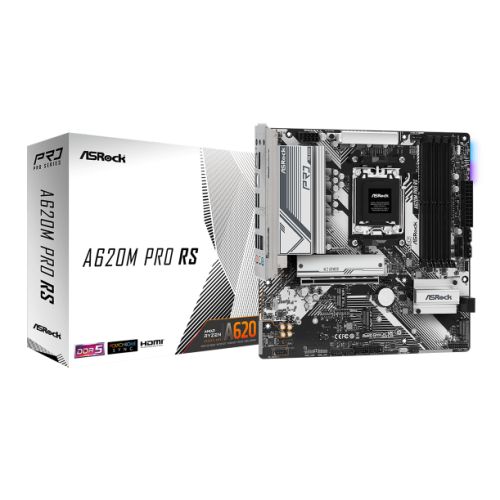 Asrock A620M PRO RS, AMD A620, AM5, Micro ATX, 4 DDR5, HDMI, DP, GB LAN, PCIe4, RGB, 3x M.2 - X-Case UK T/A ROG