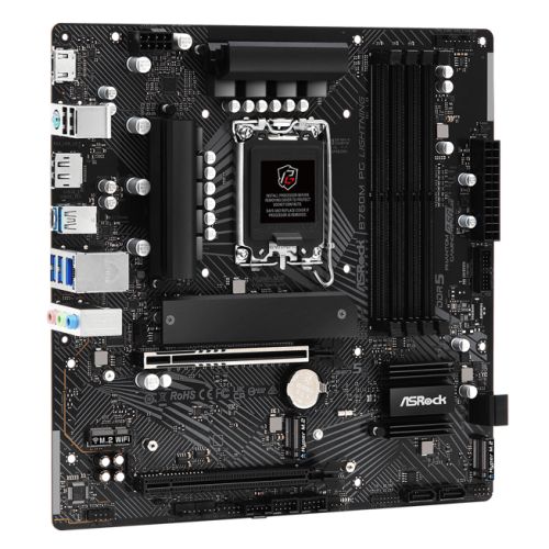 Asrock B760M PG LIGHTNING, Intel B760, 1700, Micro ATX, 4 DDR5, HDMI, DP, 2.5G LAN, PCIe5, 3x M.2 - X-Case UK T/A ROG