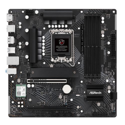 Asrock B760M PG LIGHTNING WIFI, Intel B760, 1700, Micro ATX, 4 DDR5, HDMI, DP, Wi-Fi 6E, 2.5G LAN, PCIe5, 3x M.2 - X-Case UK T/A ROG