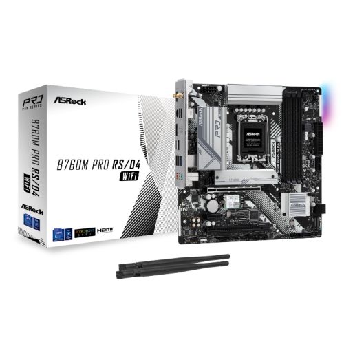 Asrock B760M PRO RS/D4 WIFI, Intel B760, 1700, Micro ATX, 4 DDR4, HDMI, DP, Wi-Fi 6E, 2.5G LAN, PCIe4, 2x M.2, RGB - X-Case UK T/A ROG