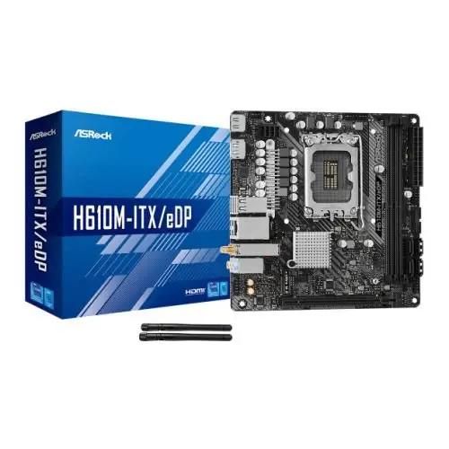 Asrock H610M ITX/eDP, Intel H610, 1700, Mini ITX, 2 DDR4, HDMI, DP, eDP, Wi-Fi, PCIe4, 1x M.2 - X-Case UK T/A ROG