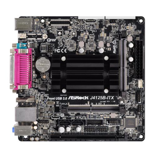 Asrock J4125B-ITX, Integrated Intel Quad-Core J4125, Mini ITX, DDR4 SODIMM, VGA, HDMI, Serial Port, Parallel Port - X-Case UK T/A ROG