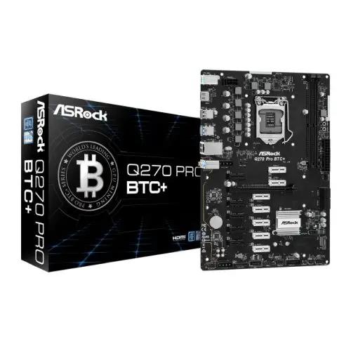 Asrock Q270 PRO BTC+ Mining Board, Intel Q270, 1151, ATX, DDR4, HDMI, 1x PCIe 3.0 x16, 12x PCIe 3.0 x1, M.2, Power On/Reset Button - X-Case UK T/A ROG