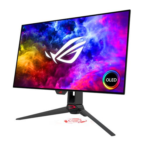 Asus 26.5" ROG Swift OLED 1440P HDR Gaming Monitor (PG27AQDM), 2560 x 1440, 0.03ms, USB, 240Hz, Heatsink, DisplayWidget, RGB Lighting, VESA - X-Case UK T/A ROG