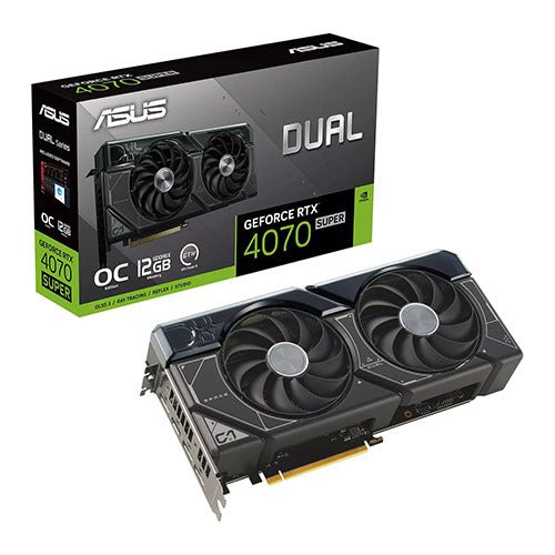 Asus DUAL RTX4070 SUPER OC, PCIe4, 12GB DDR6X, HDMI, 3 DP, 2550MHz Clock, Overclocked - X-Case UK T/A ROG