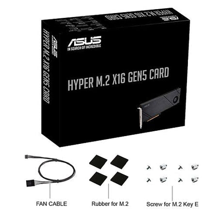 Asus Hyper M.2 x16 Gen5 Card (PCIe 5.0/4.0), Up to 4x NVMe M.2 Devices, 2242/2260/2280/22110 - X-Case UK T/A ROG