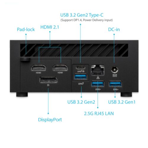 Asus Mini PC PN52 Barebone (PN52-B-S5055MD), Ryzen 5 5600H, DDR4 SO-DIMM, 2.5"/M.2, 2x HDMI, DP, USB-C, 2.5G LAN, Wi-Fi, Military-Grade Durability, VESA - No RAM, Storage or O/S - X-Case UK T/A ROG