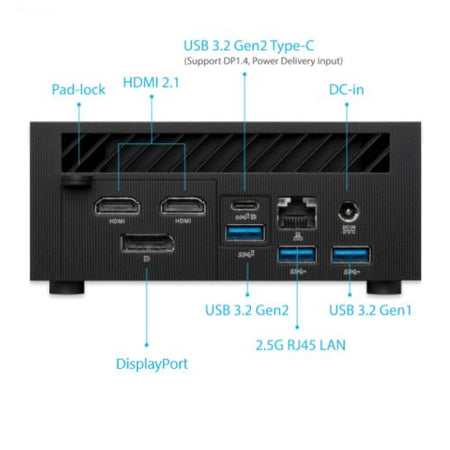 Asus Mini PC PN52 Barebone (PN52-B-S5055MD), Ryzen 5 5600H, DDR4 SO-DIMM, 2.5"/M.2, 2x HDMI, DP, USB-C, 2.5G LAN, Wi-Fi, Military-Grade Durability, VESA - No RAM, Storage or O/S - X-Case UK T/A ROG