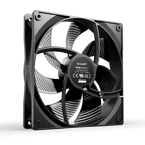 Be Quiet! BL107 Pure Wings 3 14cm Case Fan, Rifle Bearing, Black, 1200 RPM, Ultra Quiet - X-Case UK T/A ROG