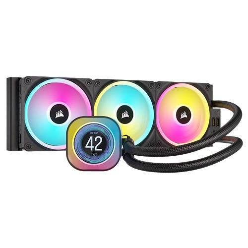 Corsair H150i iCUE LINK LCD 360mm RGB Liquid CPU Cooler, QX120 RGB Fans, Personalised LCD Screen, iCUE LINK Hub Included, Black - X-Case UK T/A ROG