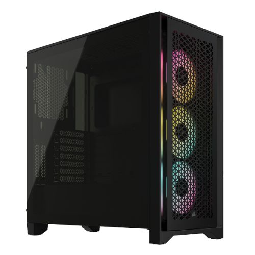 Corsair iCUE 4000D RGB AIRFLOW Gaming Case w/ Glass Window, E-ATX, 3x AF120 RGB Fans, High-Airflow Front, USB-C, RGB Controller, Black - X-Case UK T/A ROG