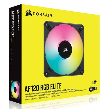 Corsair iCUE AF120 RGB ELITE 12cm PWM Case Fan, 8 ARGB LEDs, FDM Bearing, 550-2100 RPM, Black, Single Fan Expansion Pack - X-Case UK T/A ROG