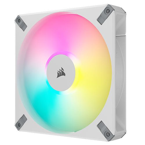 Corsair iCUE AF140 RGB ELITE 14cm PWM Case Fan, 8 ARGB LEDs, FDM Bearing, 500-1700 RPM, White, Single Fan Expansion Pack - X-Case UK T/A ROG