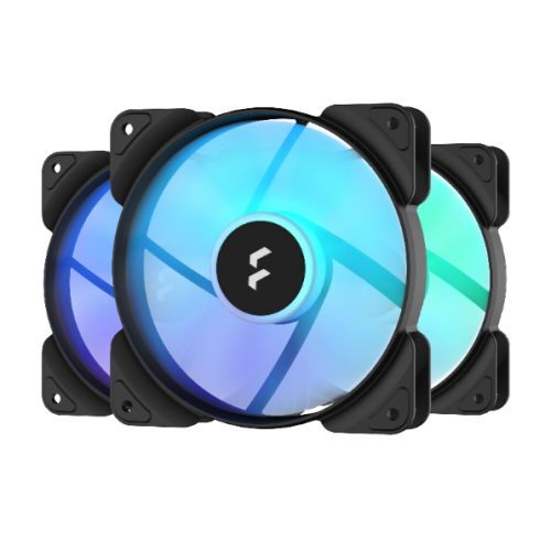 Fractal Design Aspect 12 12cm RGB Case Fans x3, Rifle Bearing, Supports Chaining, Aerodynamic Stator Struts, 1200 RPM, Black Frame - X-Case UK T/A ROG