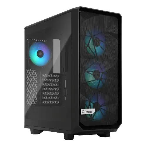 Fractal Design Meshify 2 Compact Lite RGB (Black TG) Gaming Case w/ Light Tint Glass Window, ATX, Angular Mesh Front, 4 RGB Fans, RGB Controller - X-Case UK T/A ROG