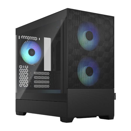 Fractal Design Pop Mini Air RGB (Black TG) Gaming Case w/ Clear Glass Window, Micro ATX, Hexagonal Mesh Front, 3 RGB Fans & ARGB Controller - X-Case UK T/A ROG