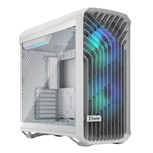 Fractal Design Torrent (White RGB TG) Gaming Case w/ Clear Glass Window, E-ATX, 5 ARGB Fans, Fan Hub, RGB Strip on PSU Shroud, Front Grille, USB-C - X-Case UK T/A ROG