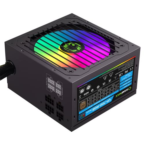 GameMax 700W VP-700W Black RGB PSU, Semi Modular, RGB Fan, 80+ Bronze, Eco Switch, Power Lead Not Included - Rusty Old Gamers