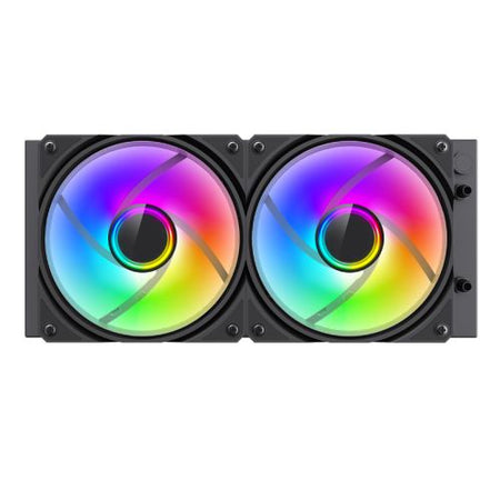 GameMax Iceburg 240mm ARGB Liquid CPU Cooler, 12cm ARGB PWM Fans, Infinity Mirror RGB Rotatable Pump Head - X-Case UK T/A ROG