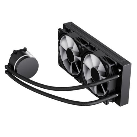 GameMax Iceburg 240mm ARGB Liquid CPU Cooler, 12cm ARGB PWM Fans, Infinity Mirror RGB Rotatable Pump Head - X-Case UK T/A ROG