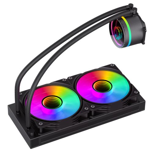 GameMax Iceburg 240mm ARGB Liquid CPU Cooler, 12cm ARGB PWM Fans, Infinity Mirror RGB Rotatable Pump Head - X-Case UK T/A ROG