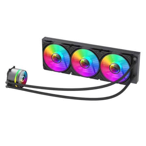 GameMax Iceburg 360mm ARGB Liquid CPU Cooler, 12cm ARGB PWM Fans, Infinity Mirror RGB Rotatable Pump Head - X-Case UK T/A ROG