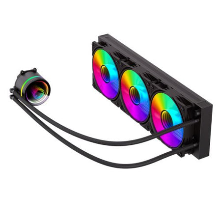 GameMax Iceburg 360mm ARGB Liquid CPU Cooler, 12cm ARGB PWM Fans, Infinity Mirror RGB Rotatable Pump Head - X-Case UK T/A ROG