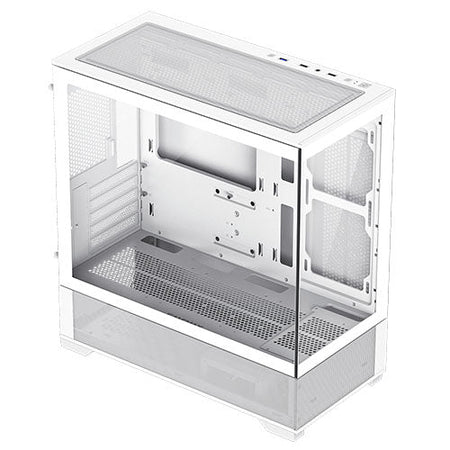 GameMax Vista Micro ATX Gaming Case w/ Glass Side & Front, Mesh Panelling, No Fans inc., ARGB PWM Fan Hub, White - X-Case UK T/A ROG