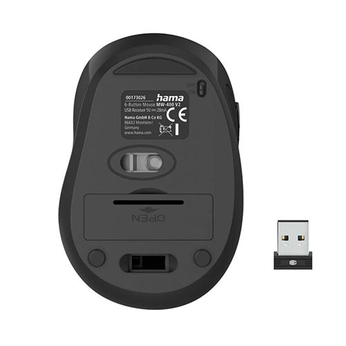 Hama MC-400 V2 Compact Wireless Optical Mouse, 6 Buttons, 800-1600 DPI, Black - X-Case UK T/A ROG