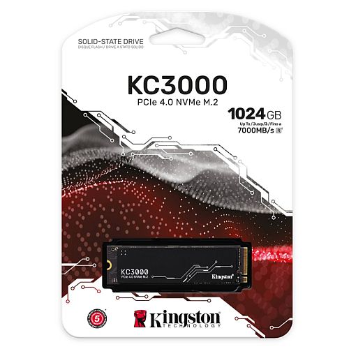 Kingston 1TB KC3000 M.2 NVMe SSD, M.2 2280, PCIe4, 3D TLC NAND, R/W 7000/6000 MB/s, 900K/1M IOPS, Aluminium Heatspreader - X-Case UK T/A ROG