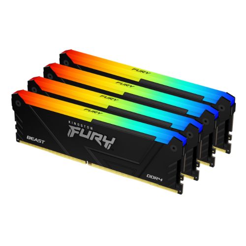 Kingston Fury Beast RGB 64GB Kit (4 x 16GB), DDR4, 3200MHz (PC4-25600), CL16, XMP, DIMM Memory - X-Case UK T/A ROG