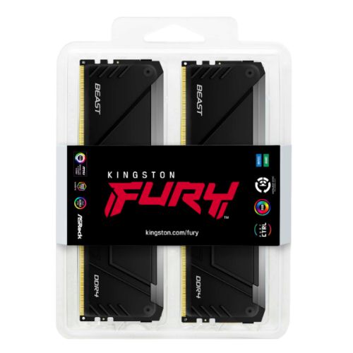Kingston Fury Beast RGB 64GB Kit (4 x 16GB), DDR4, 3200MHz (PC4-25600), CL16, XMP, DIMM Memory - X-Case UK T/A ROG