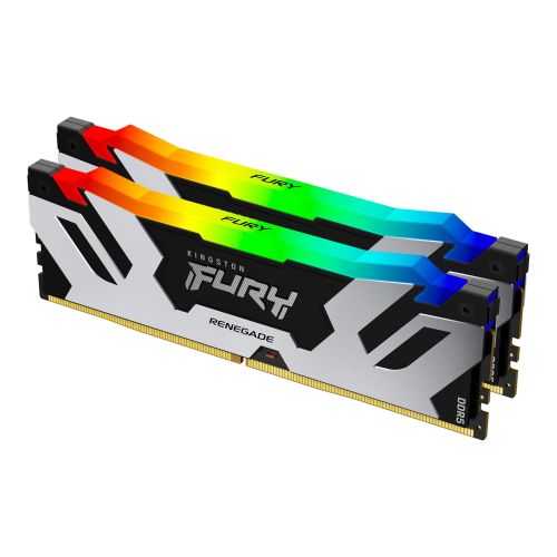 Kingston Fury Renegade RGB 64GB Kit (2 x 32GB), DDR5, 6400MHz, CL32, 1.4V, ECC, XMP 3.0, PMIC, DIMM Memory, Black/Silver - X-Case UK T/A ROG