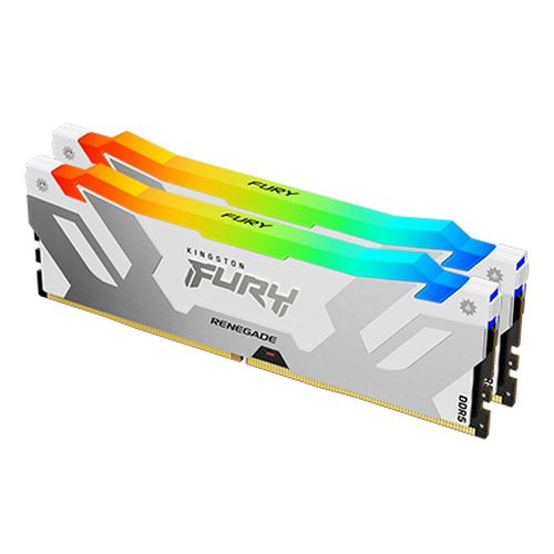 Kingston Fury Renegade RGB 64GB Kit (2 x 32GB), DDR5, 6400MHz, CL32, 1.4V, ECC, XMP 3.0, PMIC, DIMM Memory, White/Silver - X-Case UK T/A ROG