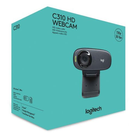 Logitech C310 HD Webcam, 1.2MP, 720p/30fps, Mic, Widescreen, Auto Light Correction, Mounting Clip - X-Case UK T/A ROG