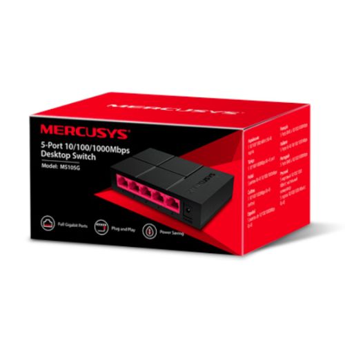 Mercusys (MS105G) 5-Port Gigabit Unmanaged Desktop Switch, Plastic Case - X-Case UK T/A ROG