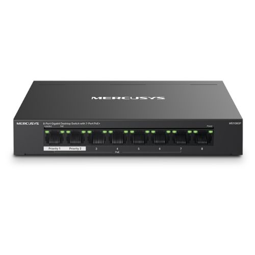 Mercusys (MS108GP) 8-Port Gigabit Desktop Switch with 7-Port PoE+, Steel Case - X-Case UK T/A ROG