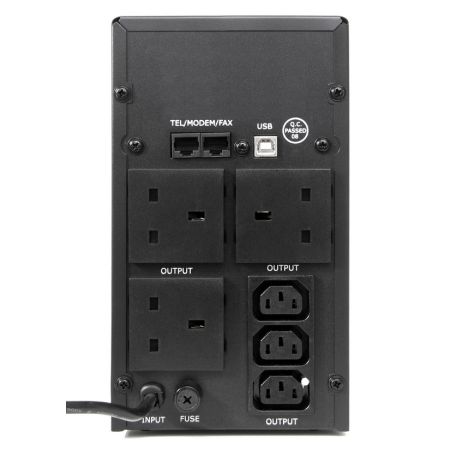 Powercool 1000VA Smart UPS, 600W, LED Display, 3 x UK Plug, 2 x RJ45, 3 x IEC, USB - X-Case UK T/A ROG