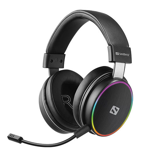 Sandberg HeroBlaster Wireless Gaming Headset, Bluetooth 5.1/3.5mm Jack, Detachable Mic, Multi-Colour LED lights, 5 Year Warranty - X-Case UK T/A ROG