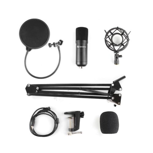 Sandberg Streamer USB Microphone Kit, USB 2.0, Pop Filter, Wind Cover, Shock Mount - X-Case UK T/A ROG