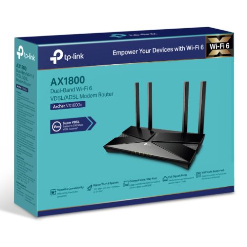 TP-LINK (Archer VX1800V) AX1800 Dual Band Wi-Fi 6 VDSL2/ADSL Modem Router, 2x2 MU-MIMO, VoIP Support, EasyMesh - X-Case UK T/A ROG