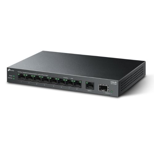 TP-LINK (LS1210GP) 10-Port Gigabit Desktop LiteWave Switch with 8-Port PoE+, GB SFP Port - X-Case UK T/A ROG