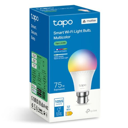 TP-LINK (TAPO L535B) Smart Multicolour Wi-Fi Light Bulb, Extra Bright, Matter-Certified, Dimmable, App/Voice Control, Bayonet Fitting - X-Case UK T/A ROG