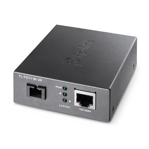 TP-LINK (TL-FC111B-20) 10/100 Mbps WDM Media Converter, up to 20km, 802.3u 10/100Base-TX, 100Base-FX, Single-Mode, Half-Duplex/Full-Duplex - X-Case UK T/A ROG