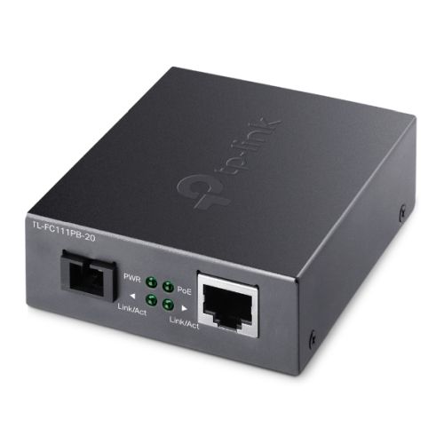 TP-LINK (TL-FC111PB-20) 10/100 Mbps WDM Media Converter with 1-Port PoE, up to 20km, 802.3u 10/100Base-TX, 100Base-FX, Single-Mode, Half-Duplex/Full-Duplex - X-Case UK T/A ROG