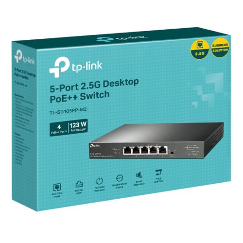 TP-LINK (TL-SG105PP-M2) 5-Port 2.5G Desktop Switch with 4-Port PoE++ - X-Case UK T/A ROG