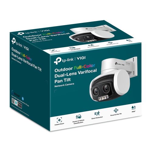 TP-LINK (VIGI C540V) VIGI 4MP Outdoor Full-Colour Dual-Lens Varifocal Pan Tilt Network Camera, PoE, 3x Zoom, Human & Vehicle Classification, H.265+ - X-Case UK T/A ROG