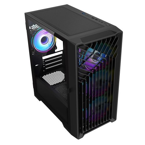 Vida Cyclone Black ARGB Gaming Case w/ Glass Window, Micro ATX, 4x ARGB Fans, Grill/Mesh Front - X-Case UK T/A ROG